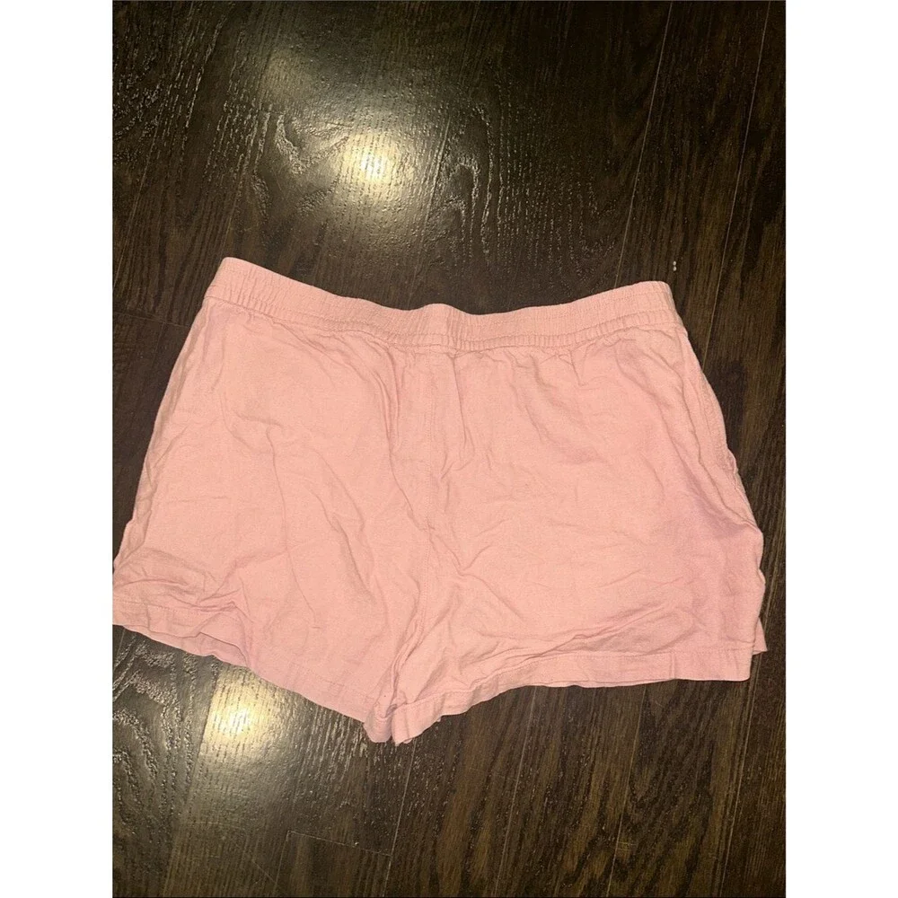 J. Crew Light Pink Elastic-Waist Drawstring Linen Viscose Shorts Medium